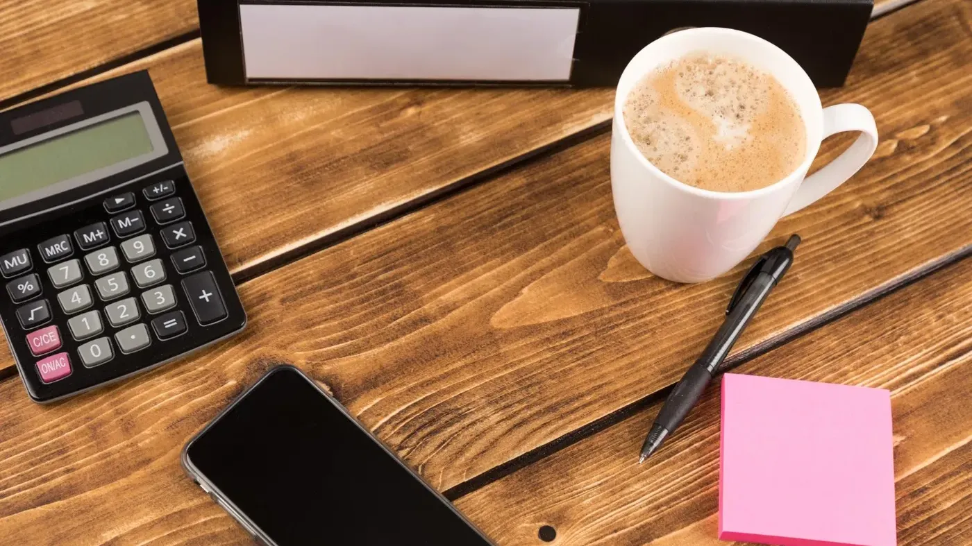 desk set up to do taxes